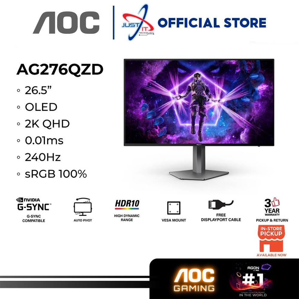 AOC AGON PRO AG276QZD 27" OLED GAMING MONITOR ( 27" / OLED / QHD ...