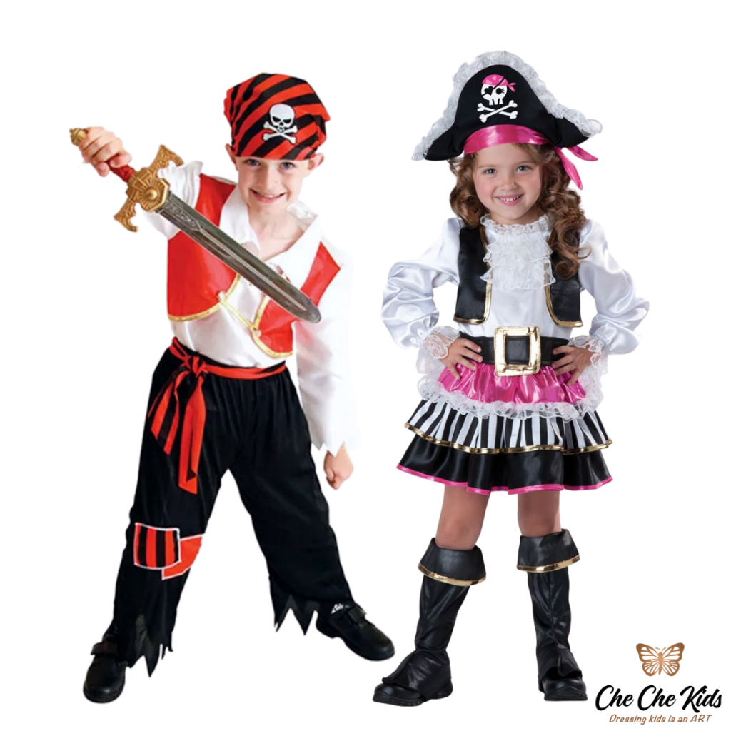 Kids Pirate Costume Boy and Girl Pirate Kostum Lanun Carribean Pirate ...