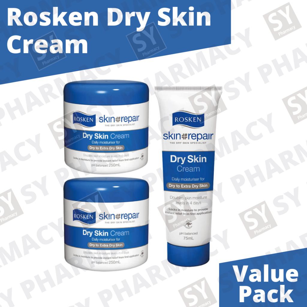 Rosken Dry Skin Cream (Value Pack) 2x250ml + 75ml (Mfg: 05/2022 ...