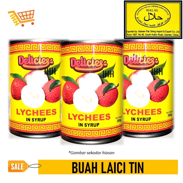 [Whole Malaysia] Sirap Buah Laici Tin Canned Lychees in Syrup HALAL
