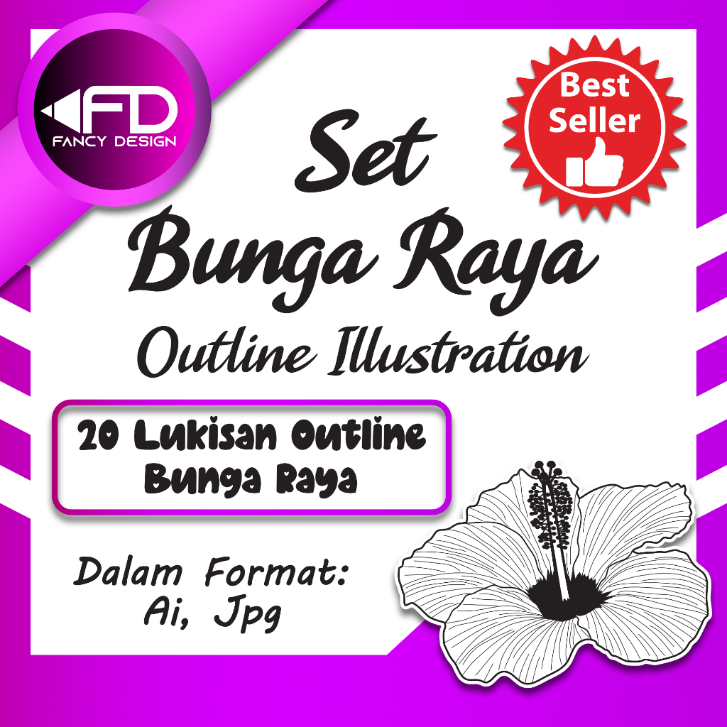 Set Bunga Raya Outline Illustration | Shopee Malaysia