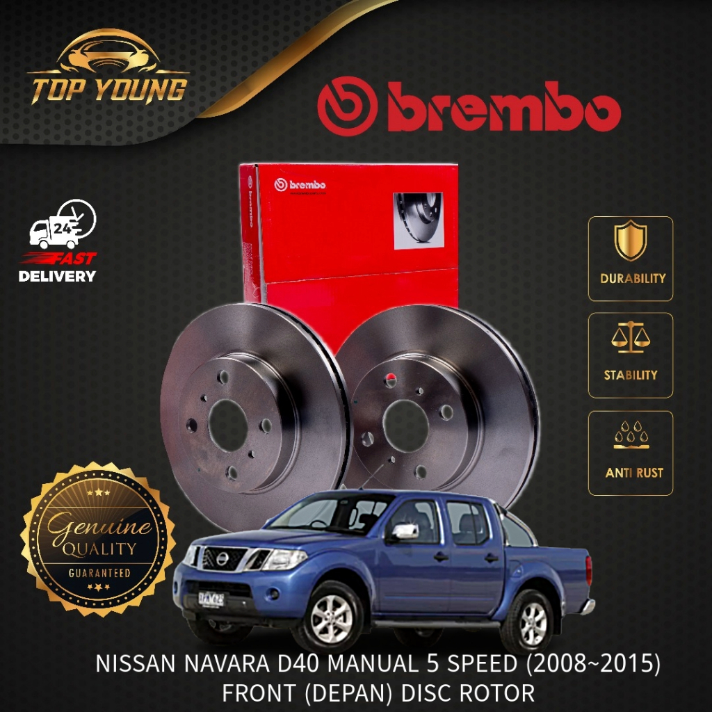 BREMBO NISSAN NAVARA D40 MANUAL 5 SPEED [2008~2015] FRONT ( DEPAN ) 100 ...