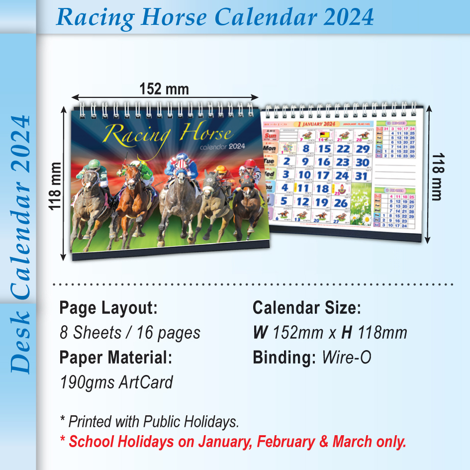 [READY STOCK] Small Desk Racing Horse Calendar 2024/ Racing Horse Table