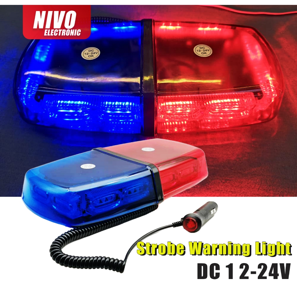 24 LED Magnetic Strobe Beacon - Amber Emergency Hazard Light For Truck Roof (12-24V)