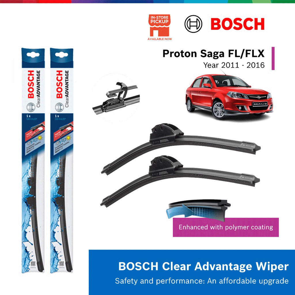 Bosch Clear Advantage U Hook Wiper Set For Proton Saga FL/FLX (BCA22 ...