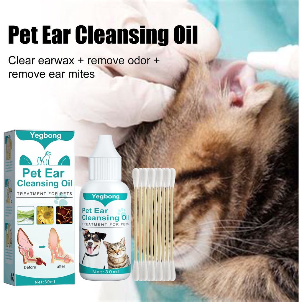 Yegbong Pet Ear Cleansing Oil Clean cats and dogs ear canal deworming ...