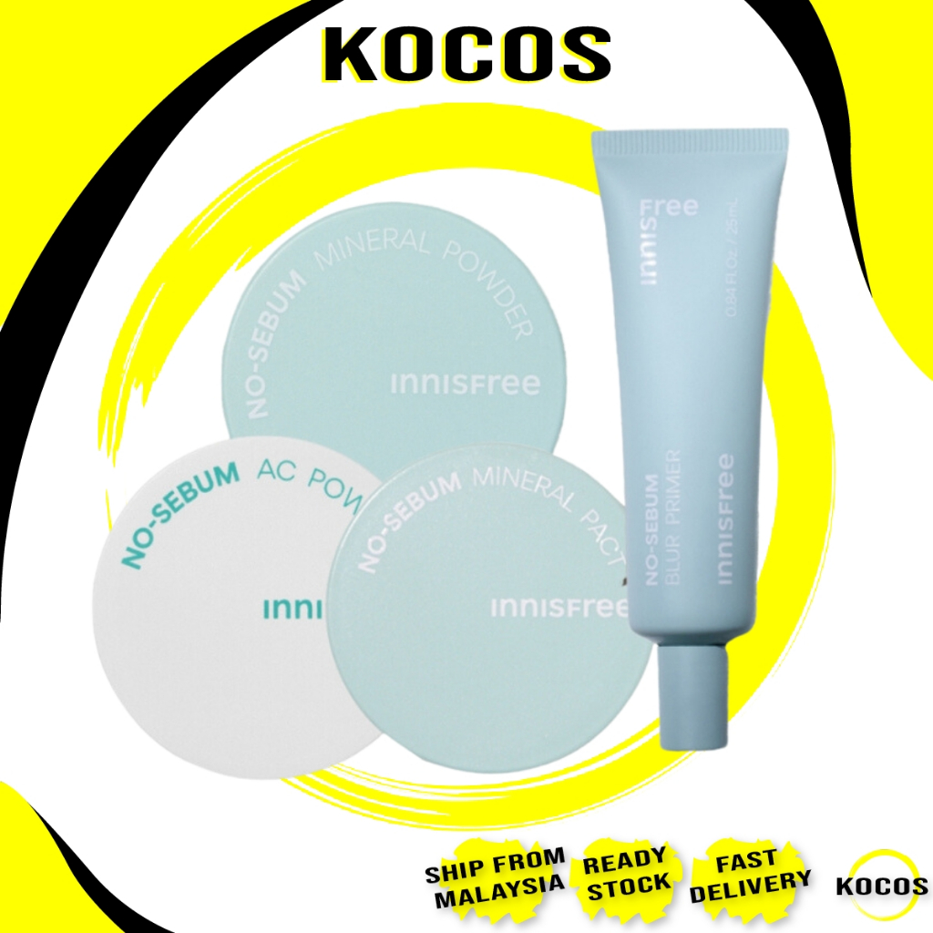 Innisfree No Sebum Mineral, Blur Powder 5g, Mineral Pact 8.5g, Blur Primer, Pore Blur Powder, AC
