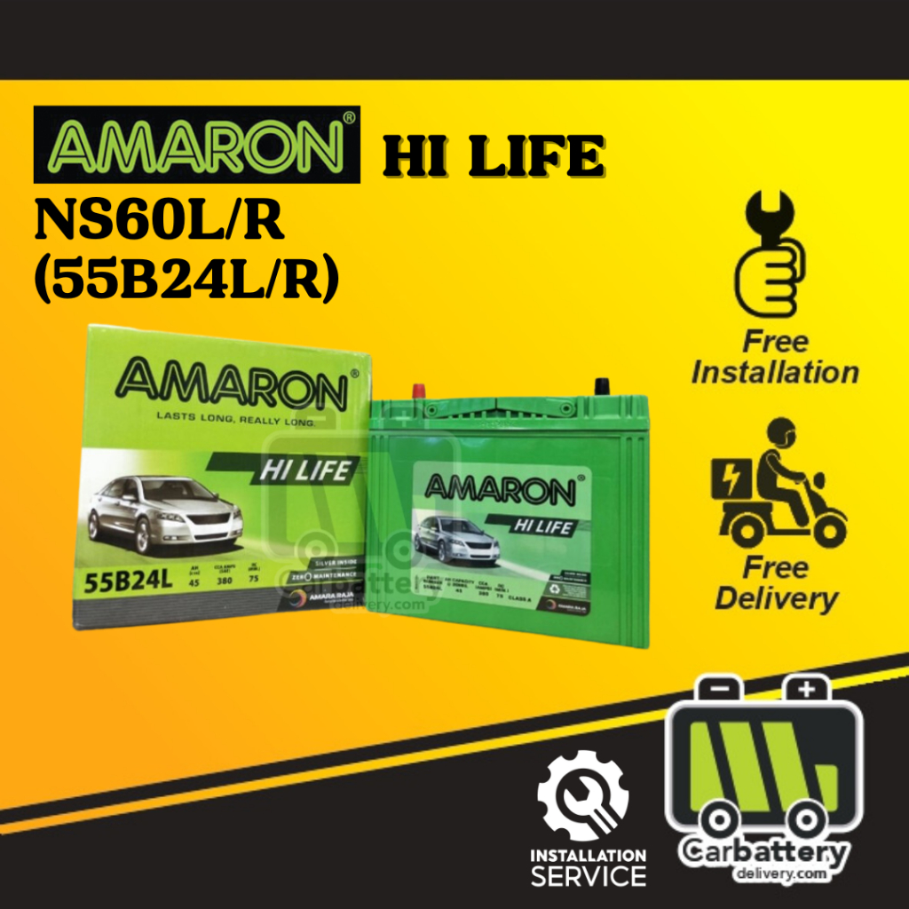 [Installation Provided] Amaron Hi Life NS60 55B24L /R Car Battery
