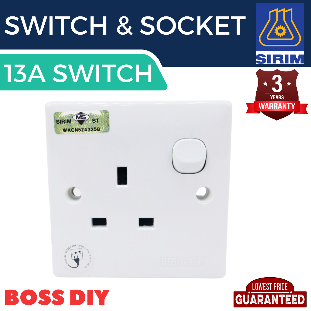13A Single Switch Socket 13A Switch Lampu Electric Socket 13A Socket Plug Socket Dinding Wall
