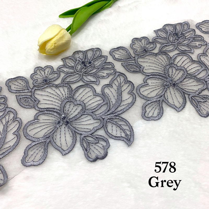 [Ready stock] boder lace HSLG2212/ chemical border lace/ chemical lace ...