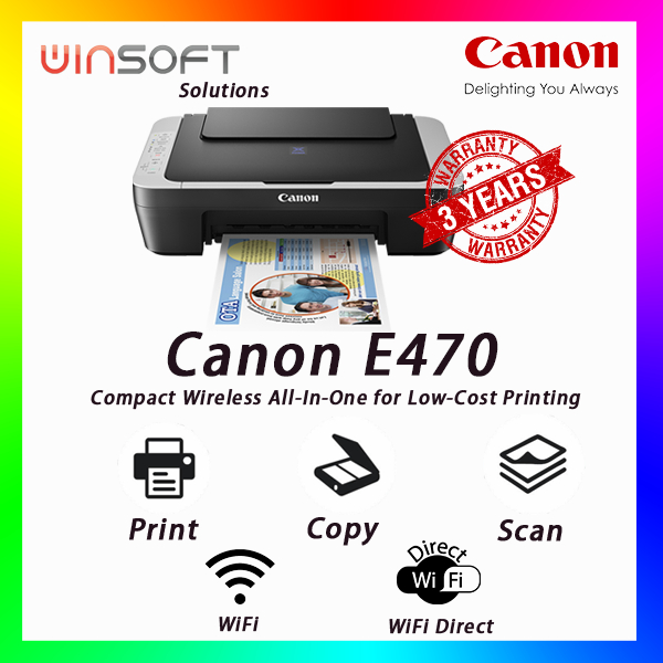 CANON PIXMA E470 Printer Wifi All In One Inkjet Shopee Malaysia
