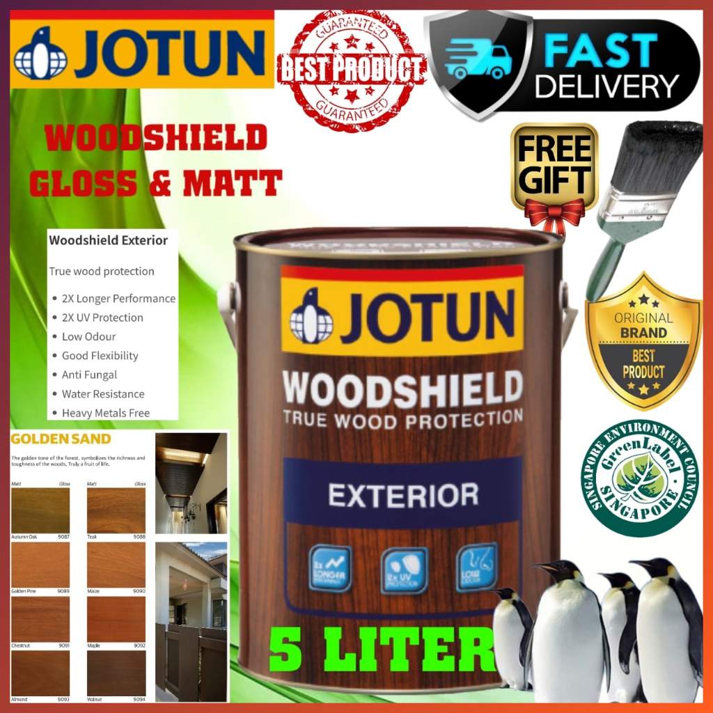 JOTUN WOODSHIELD EXTERIOR 5 LITER SHELLAC & VARNISH WOOD PAINT ( GOLDEN ...