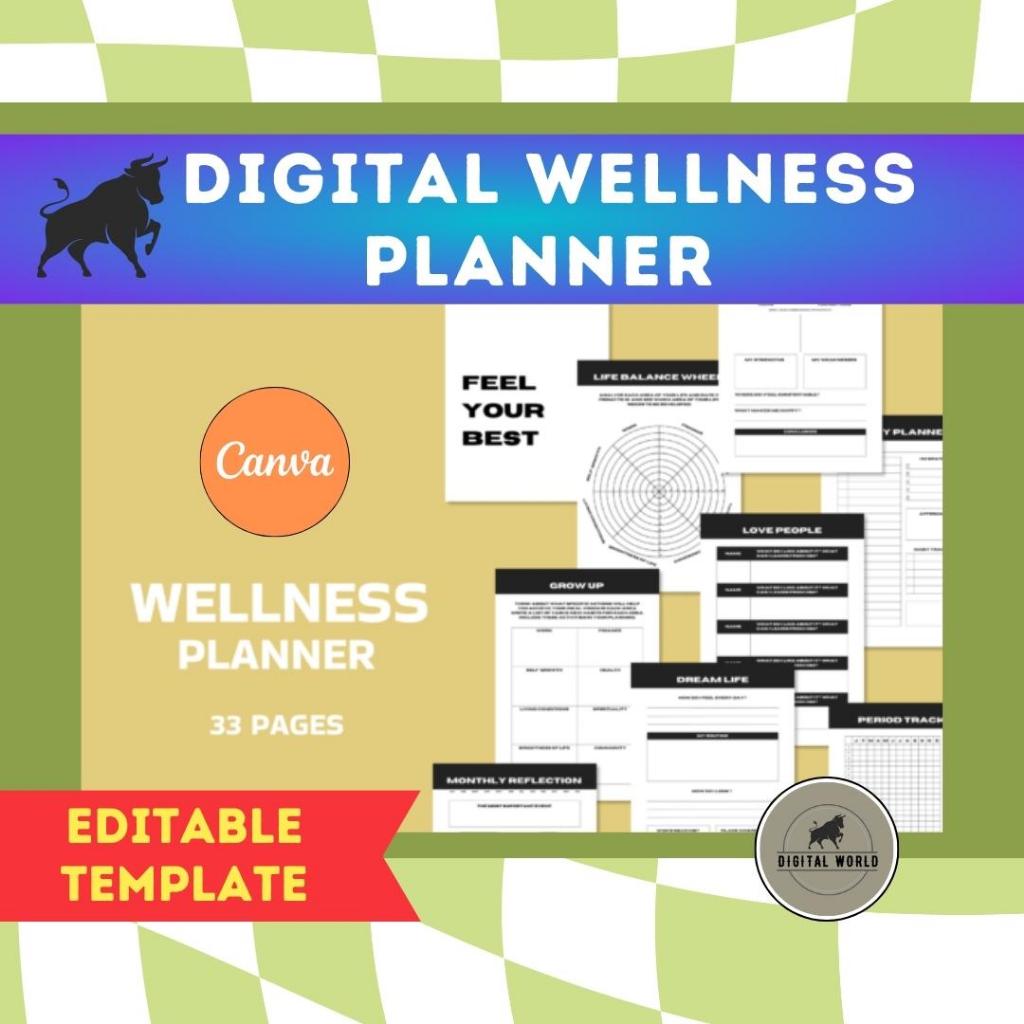 Canva Wellness Planner | Canva Self Care Planner | Editable Planner ...