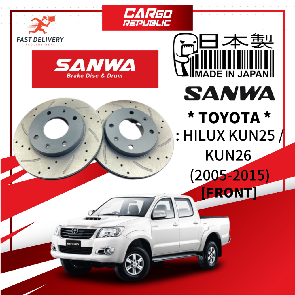 Sanwa Sport Disc Brake Rotor Toyota Hilux KUN25 / KUN26 (2005-2015 ...