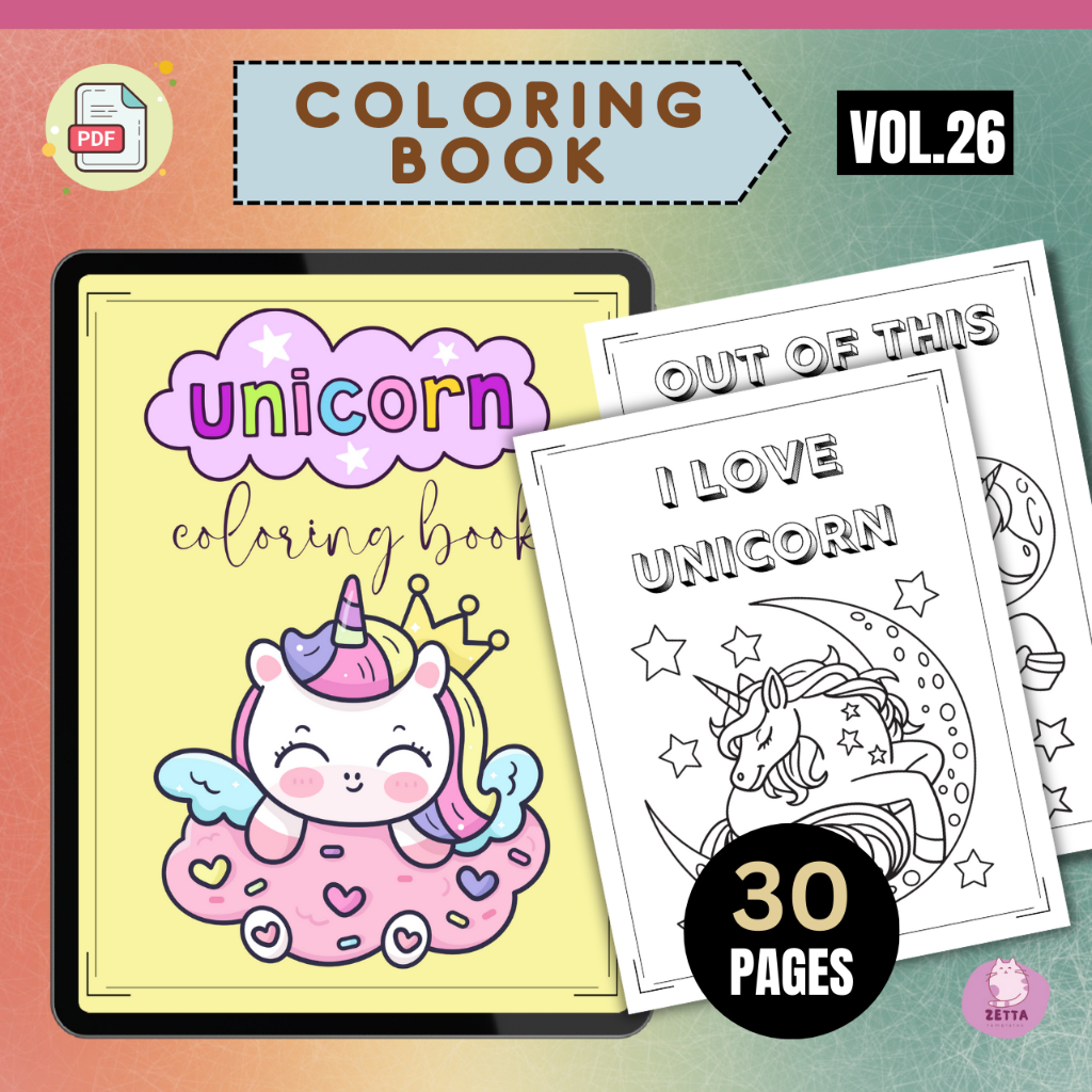 Unicorn Coloring Book Printable Coloring Book for Kids Stress Relief ...