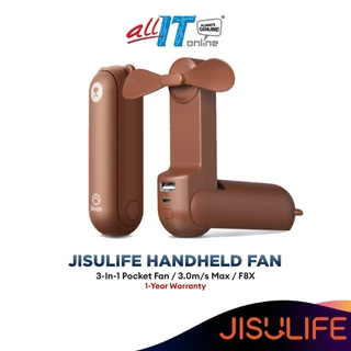 JISULIFE F8X Portable Fan / Battery Powered Portable Pocket Fan / USB Powered Handheld Fan - Brown / Pink