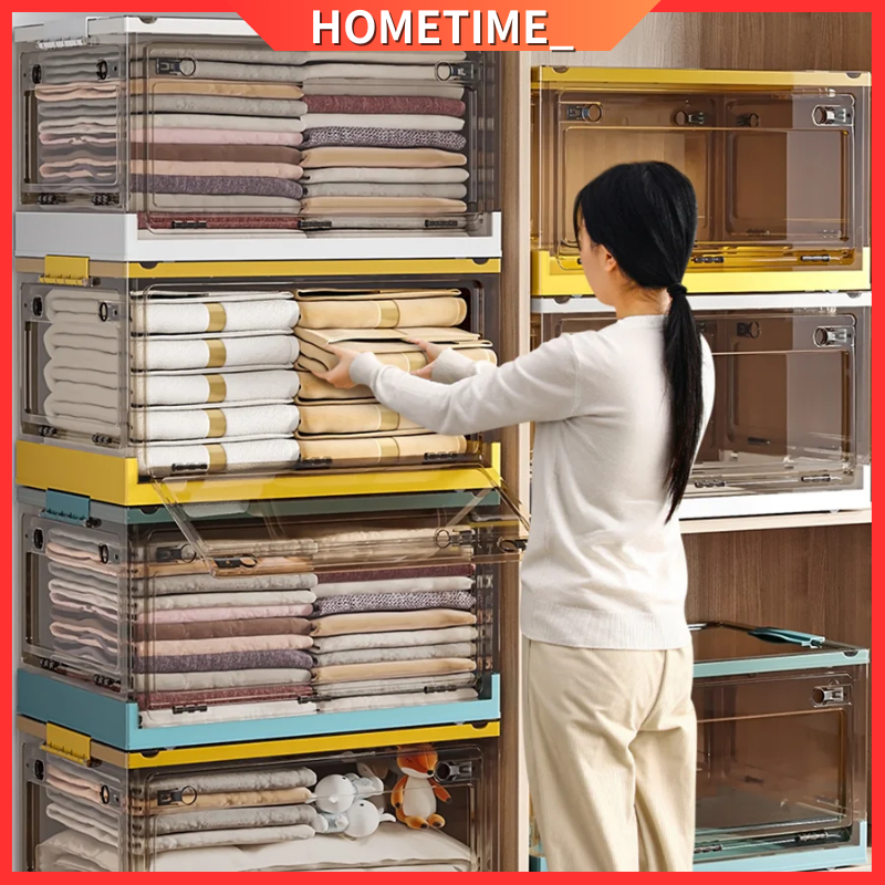 Foldable Storage Box Transparent Stackable Storage Box Storage