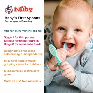 Nuby 3 Stage Baby First Dipping Spoons 6M+ Baby First Spoon BPA FREE ...