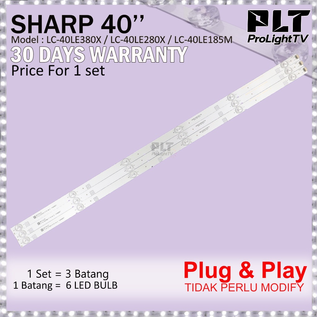 40'' LC-40LE280X / LC-40LE185M / LC-40LE380X 40 INCH LAMPU LED TV SHARP ...