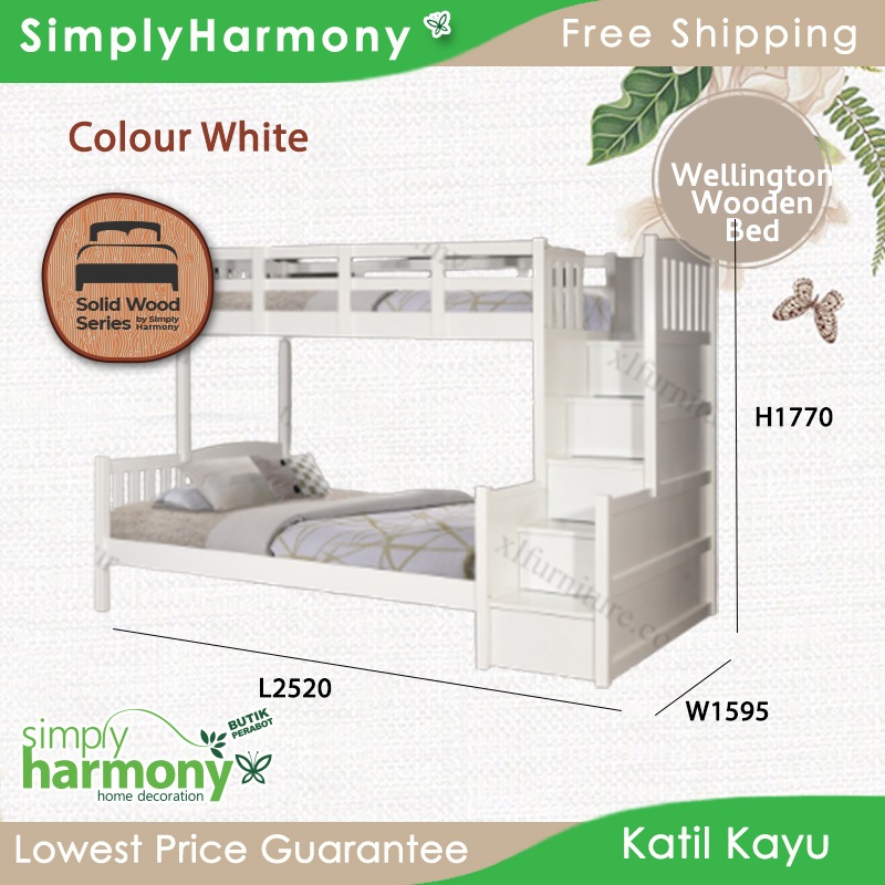 SHSB Zauq Zonia Single Size / Solid Wood / Metal Bed / Katil Kayu