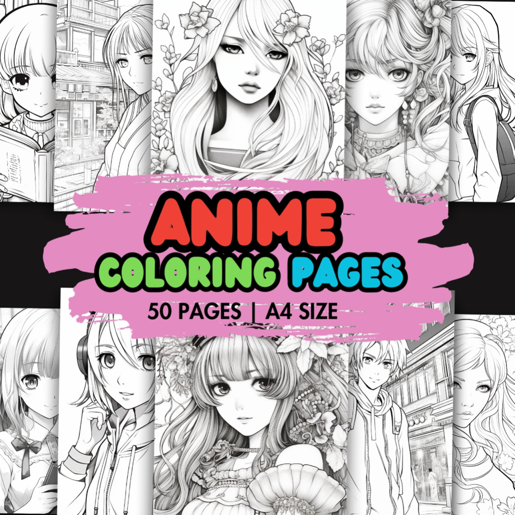 Printable Anime Coloring Pages Set 50 Pages Coloring Worksheet Activity Pdf Shopee Malaysia 