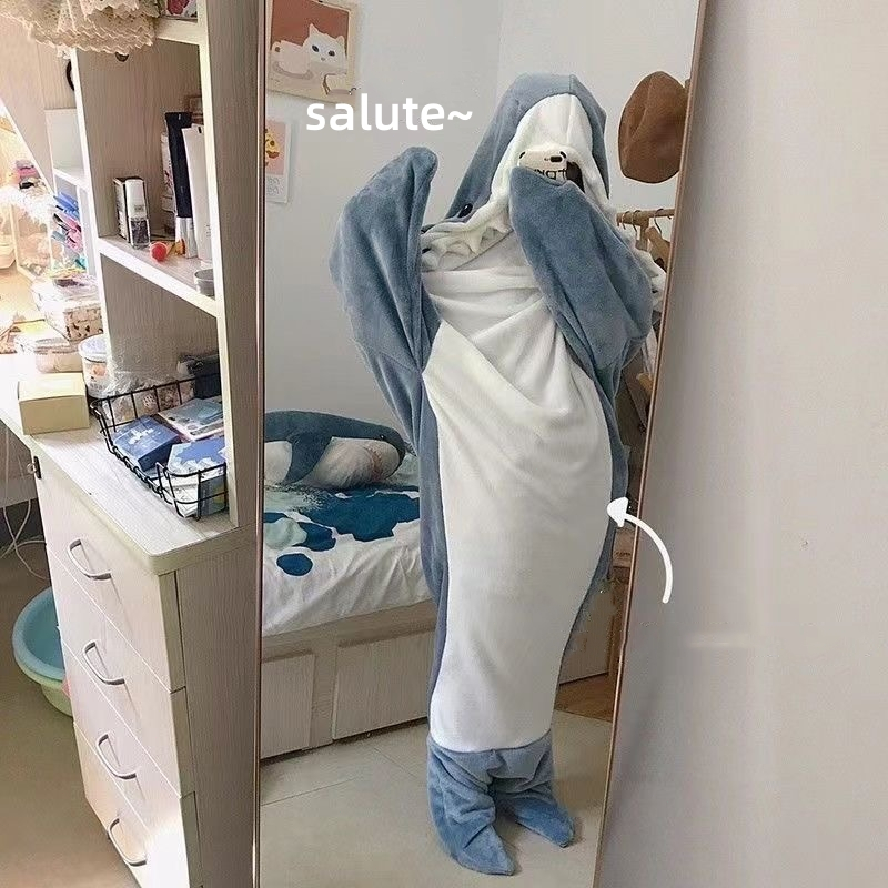 Ready Stock】Shark Onesie Blanket Super Soft Flannel Costume Shark