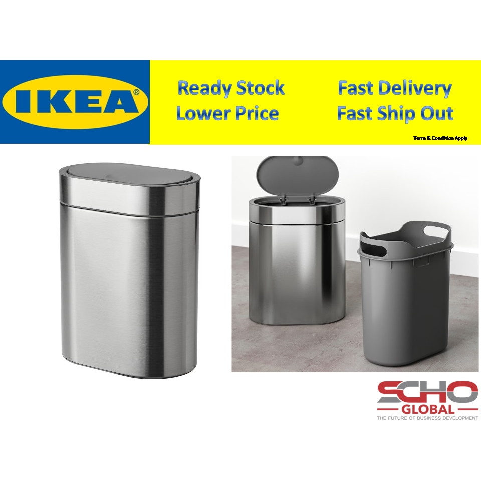 IkeaBROGRUND Touch top bin, stainless steel, 4 l Shopee Malaysia