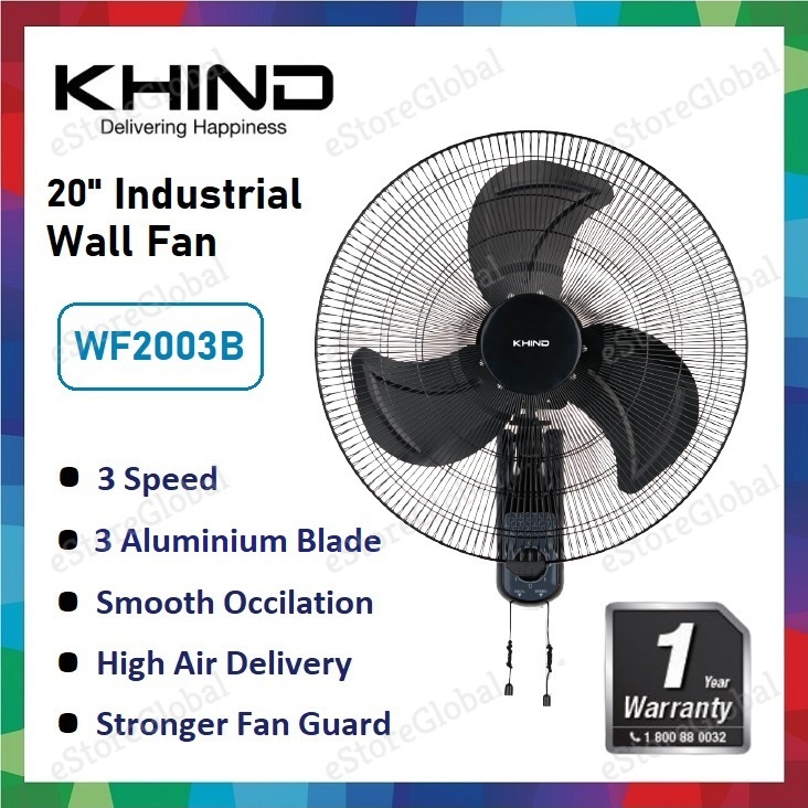 KHIND 20" Industrial Wall Fan WF2003B / Kipas Dinding / Kipas Industri Kipas Gantung