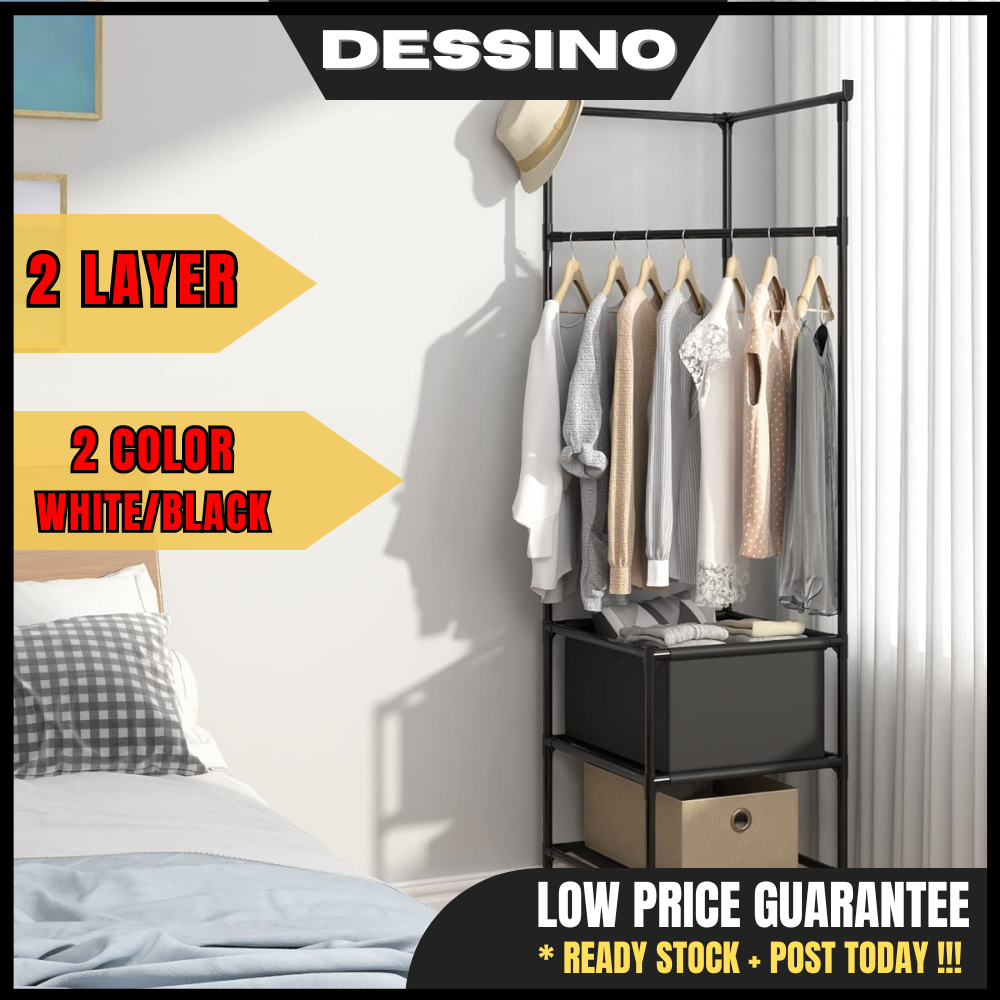 DESSINO 2 LAYER Corner Rack Wardrobe Corner Coat Rack Bedroom Corner