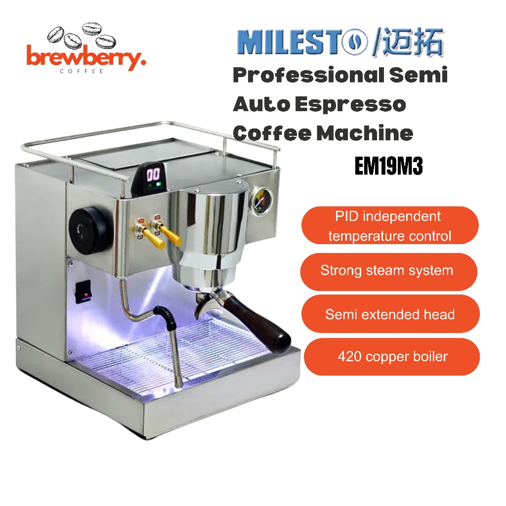 MILESTO EM19M3 Professional Commercial Coffee Machine Stainless Steel