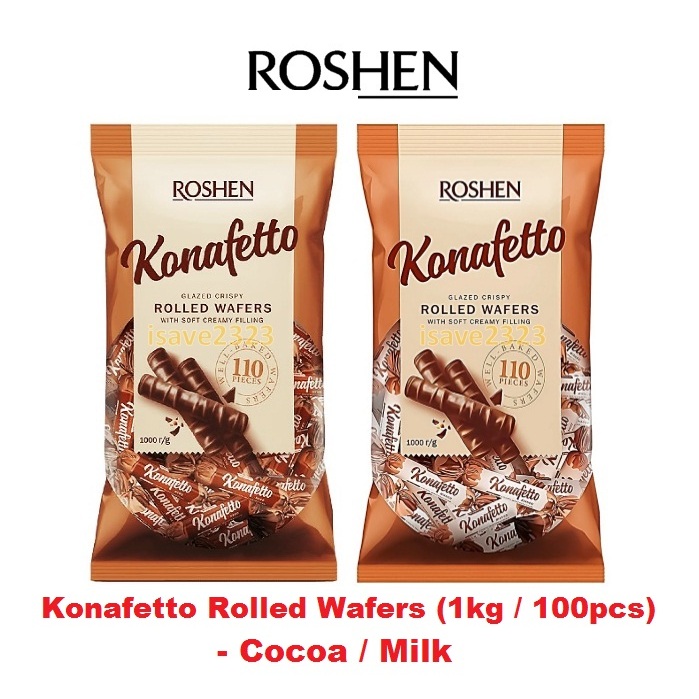 [HALAL] Roshen Konafetto Rolled Wafers (110pcs / 1kg) - Cocoa / Milk ...