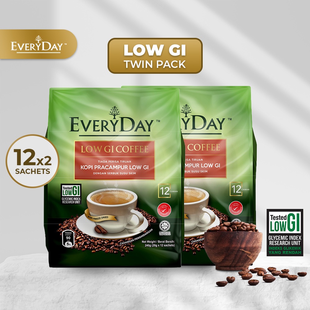 EVERYDAY Low GI Coffee - Twin Pack (2 PKT x 20g x 12 Sachets) | Shopee ...