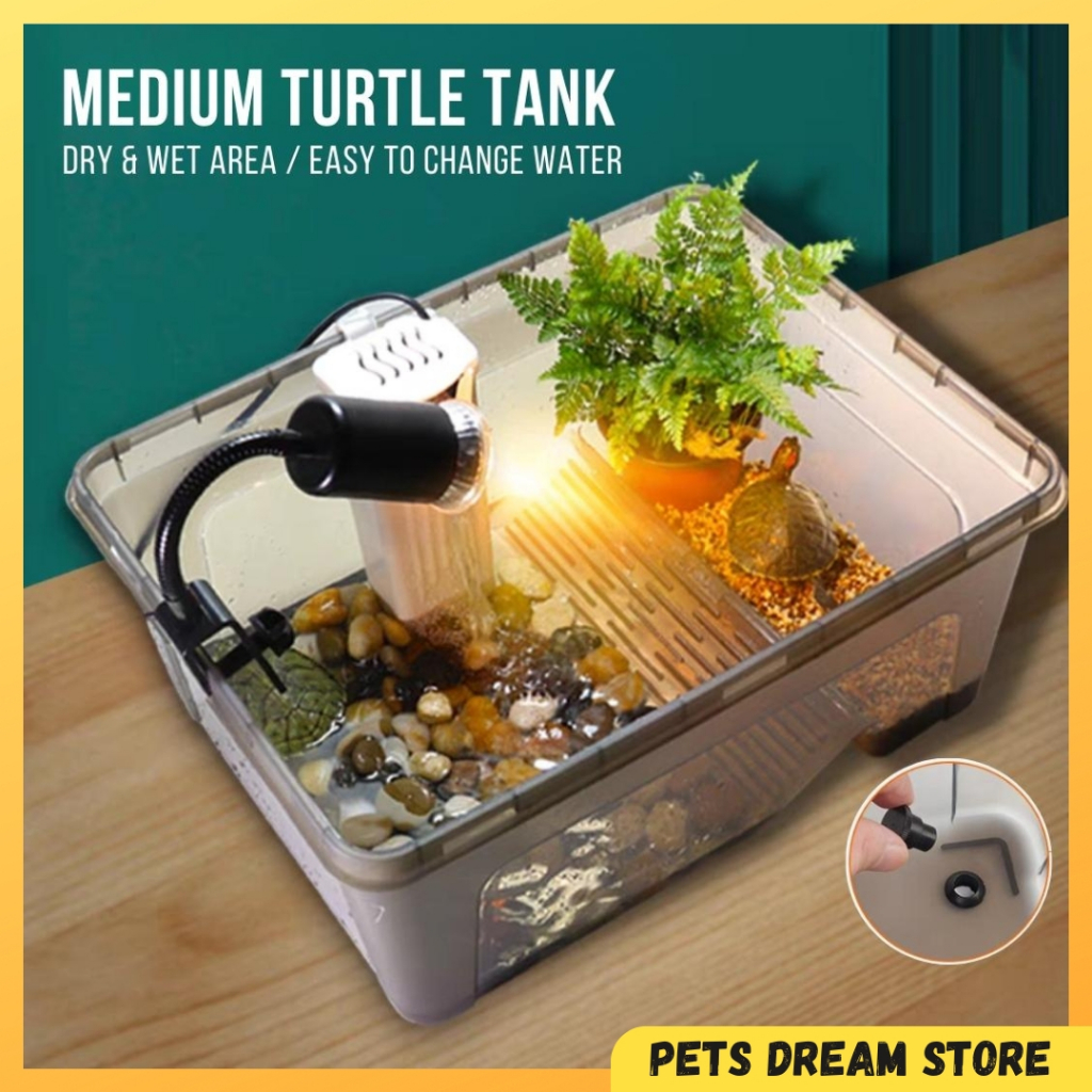 Medium Turtle Tank Reptile Turtle tortoise tank Terrarium basking area ...