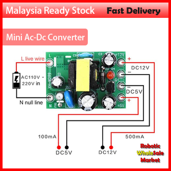 Mini Ac-Dc Converter Ac110V 220V To Dc 12V 0.2A+5V Module Board