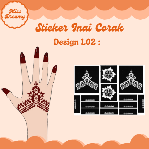 Sticker inai corak menarik pengantin stiker inai tangan sticker inai ...