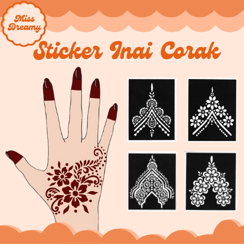 sticker inai kecik stiker inai corak menarik viral sticker inai celup ...