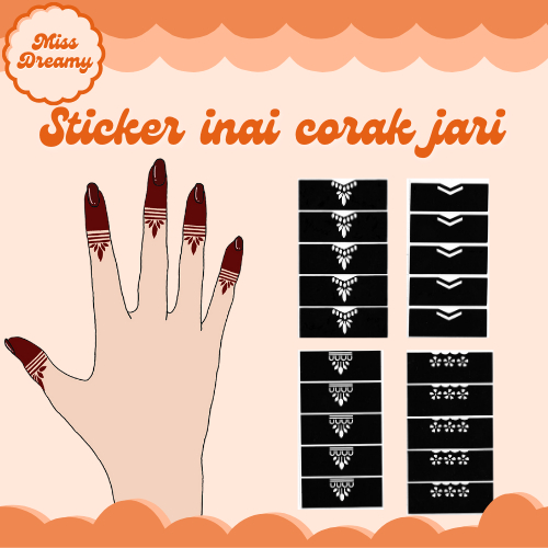 Sticker Inai Jari Viral Inai Celup Sticker Inai Corak Henna Sticker Stiker Inai Capping Henna 1893