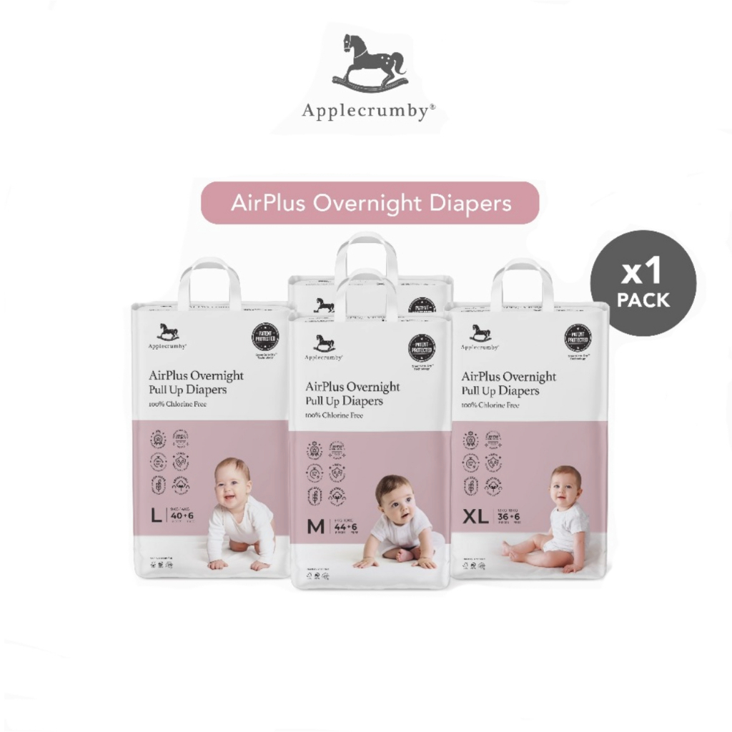Applecrumby Chlorine Free Airplus Overnight Tape Diapers / Pull Up Diapers Mega Pack Mini Pack