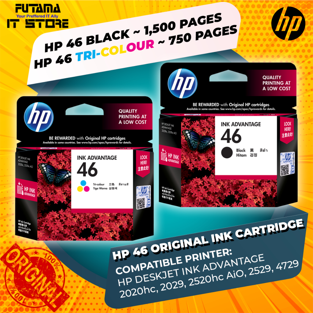 HP 46 Original Ink Advantage Cartridge Black/Tri Color [100% ORIGINAL ...