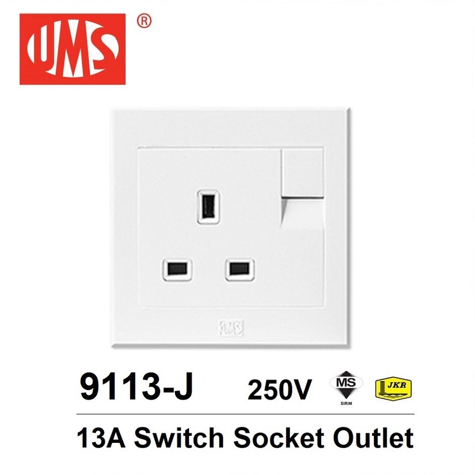 UMS 9113 13A Switch Socket 1Gang Suis Lampu Suis DingDing Soket Plug ...