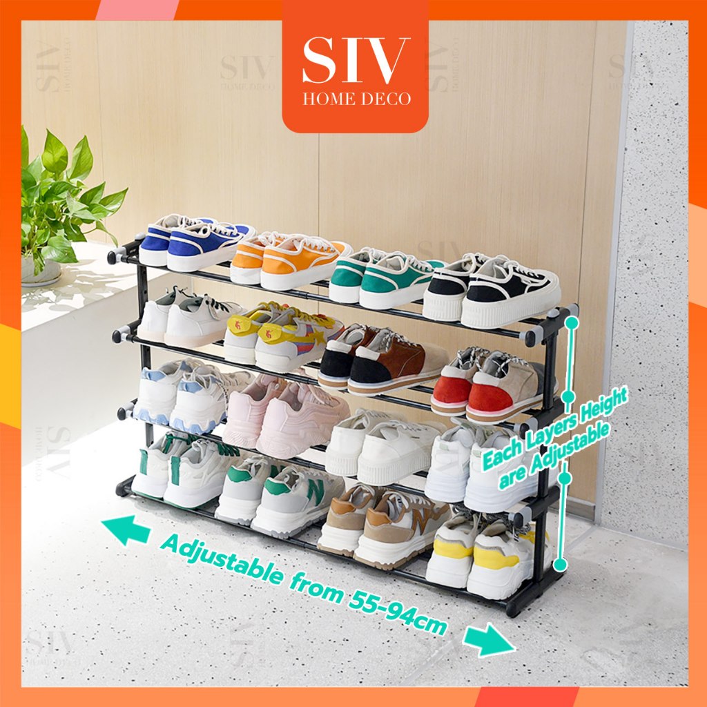 SIV Tiers Expandable Shoe Rack,Adjustable Shoe Shelf Storage Organizer  Heavy Duty Metal Free Standing Shoe Rack
