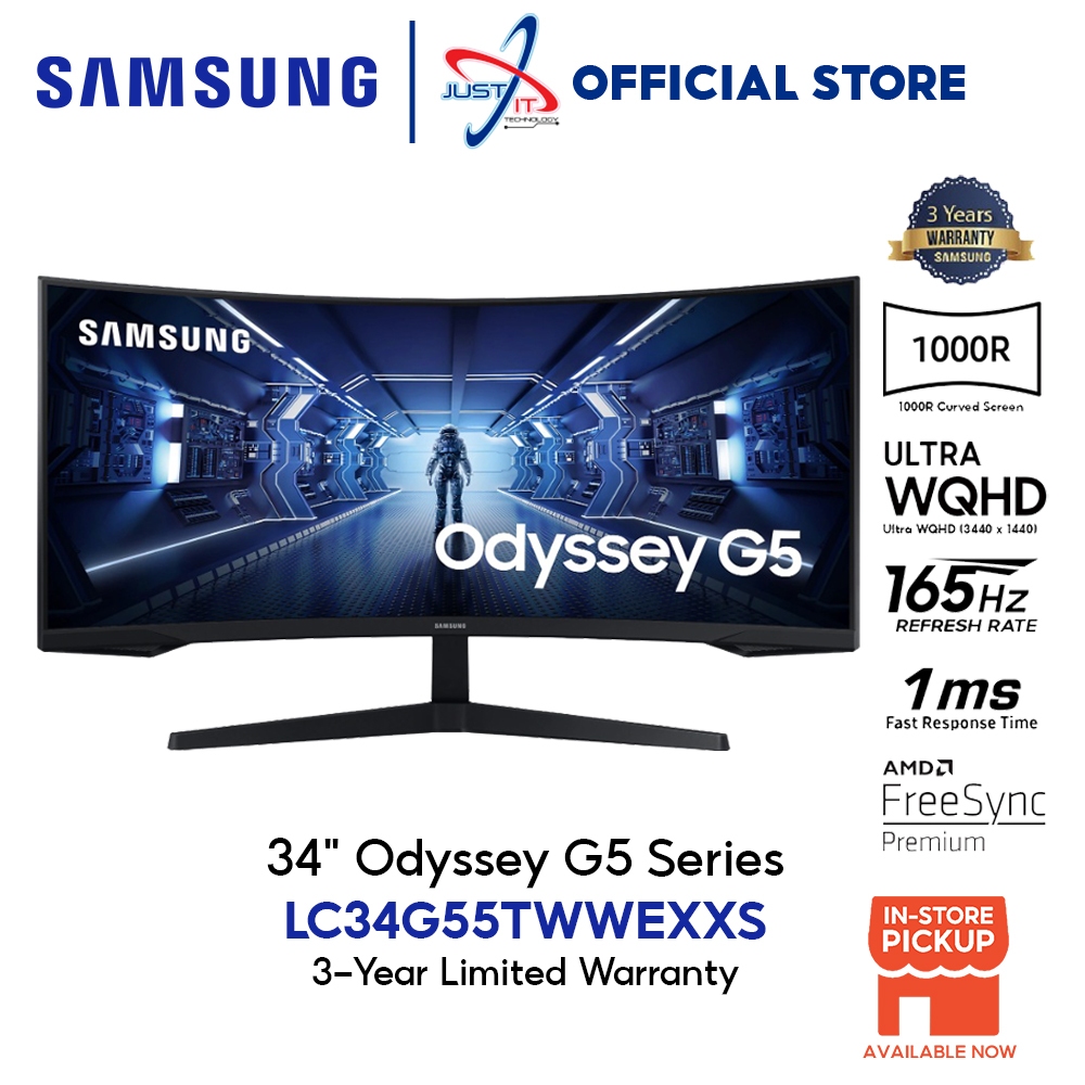 Samsung Odyssey G5 34 Inch 165Hz WQHD Gaming Monitor C34G55TWWP