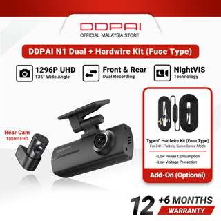 DDPAI Dash Cam N1 Dual Front & Rear Recording NightVIS 1296P Dash Cam  Recorder