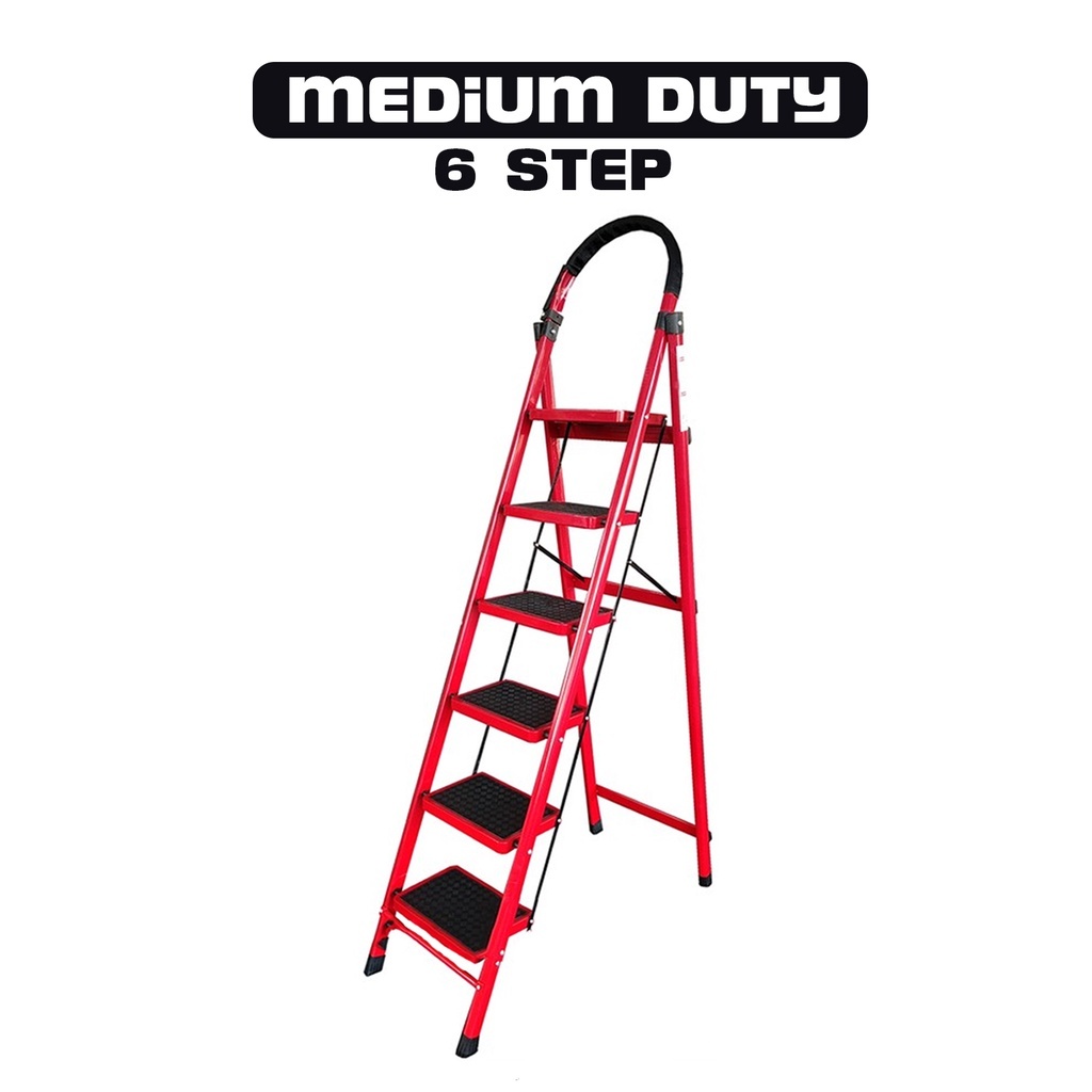 Foldable 3/4/5/6 Step Ladder Medium Duty Tangga Lipat Multipurpose ...