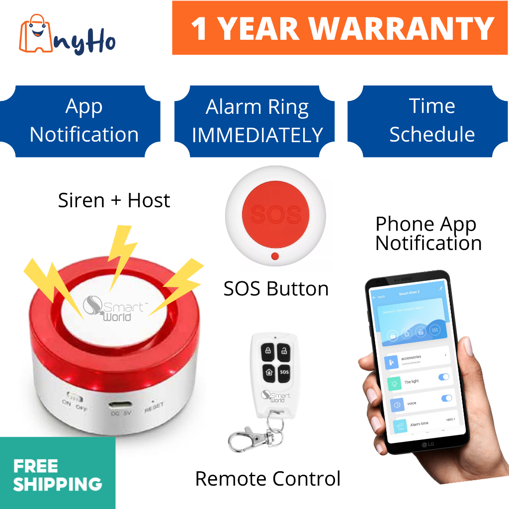TUYA SMART WORLD WiFi Elderly Alert SOS Emergency Call Button Panic ...