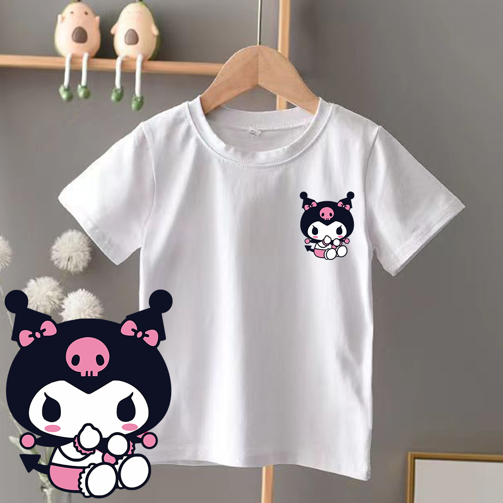 KUROMI KIDS cute white rabbit t shirt girl boy kids cotton 可爱男女童庫洛米小孩t恤 ...