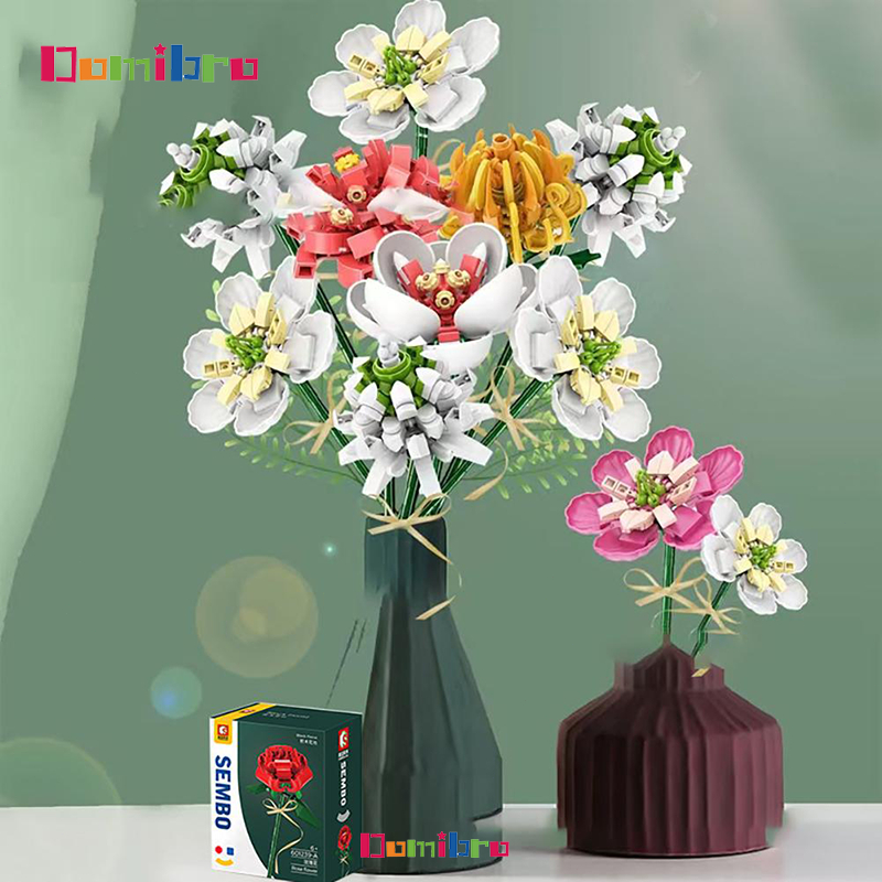 Rose Flower Bouquet Creative DIY Building Blocks Flower Block Toys for ...
