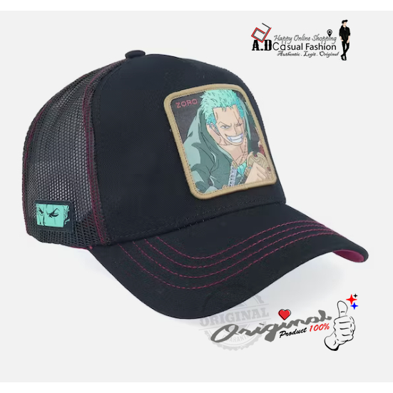One Piece Zoro Burgundy/Black Trucker Capslab Shopee Malaysia