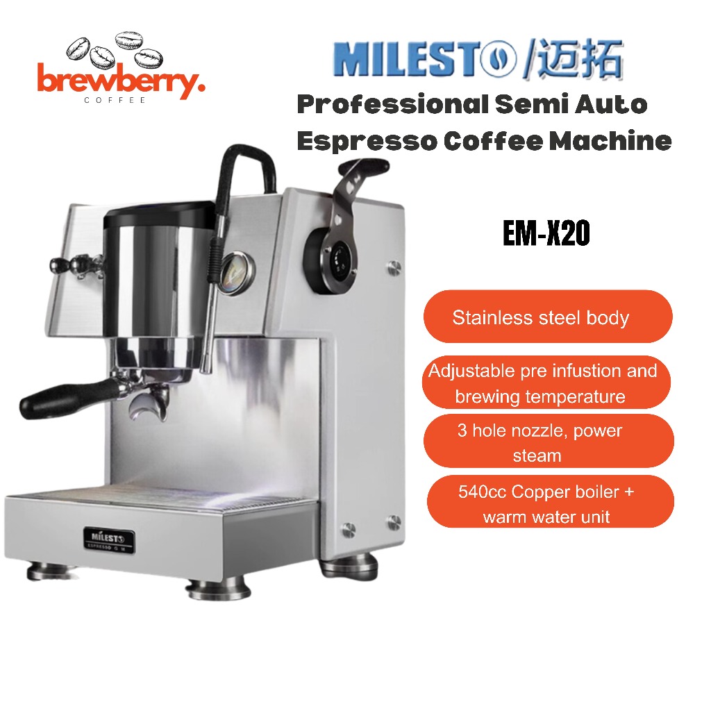 Milesto X20 Coffee Machine SemiAuto Espresso Coffee Machine Italy