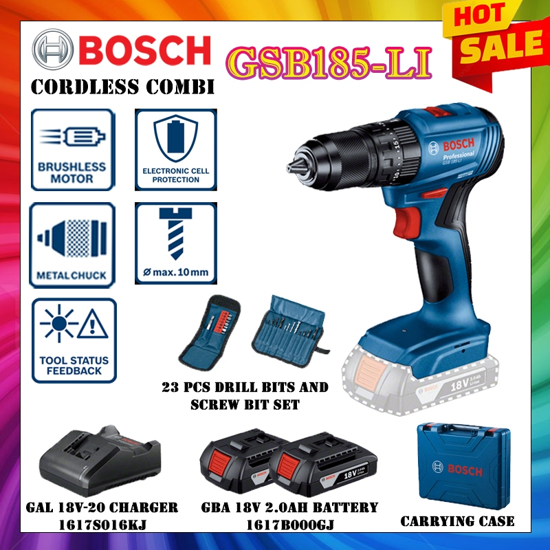 BOSCH GSB 185-LI BRUSHLESS MOTOR CORDLESS IMPACT DRILL GSB185-LI ...